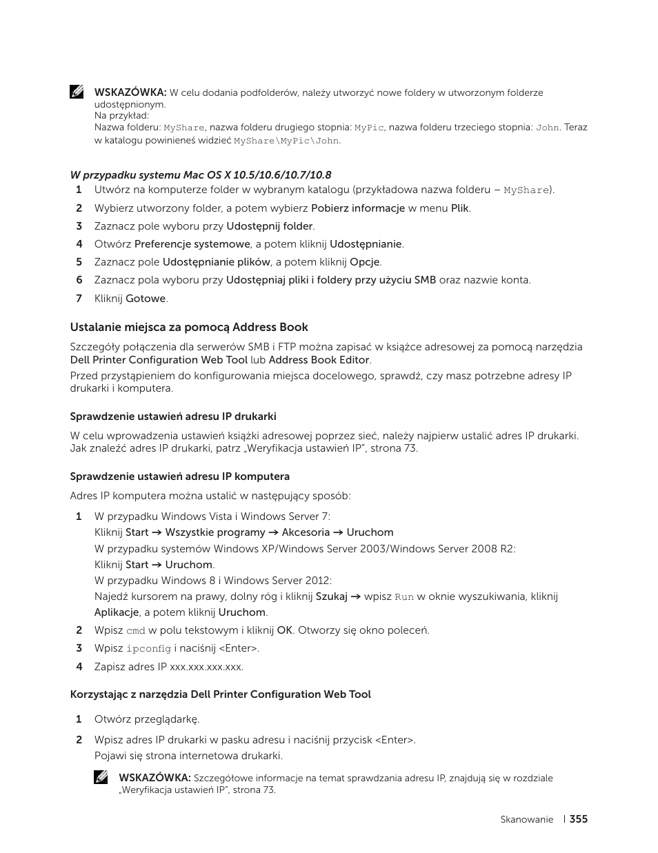 Ustalanie miejsca za pomocą address book | Dell C2665dnf Color Laser Printer User Manual | Page 355 / 564