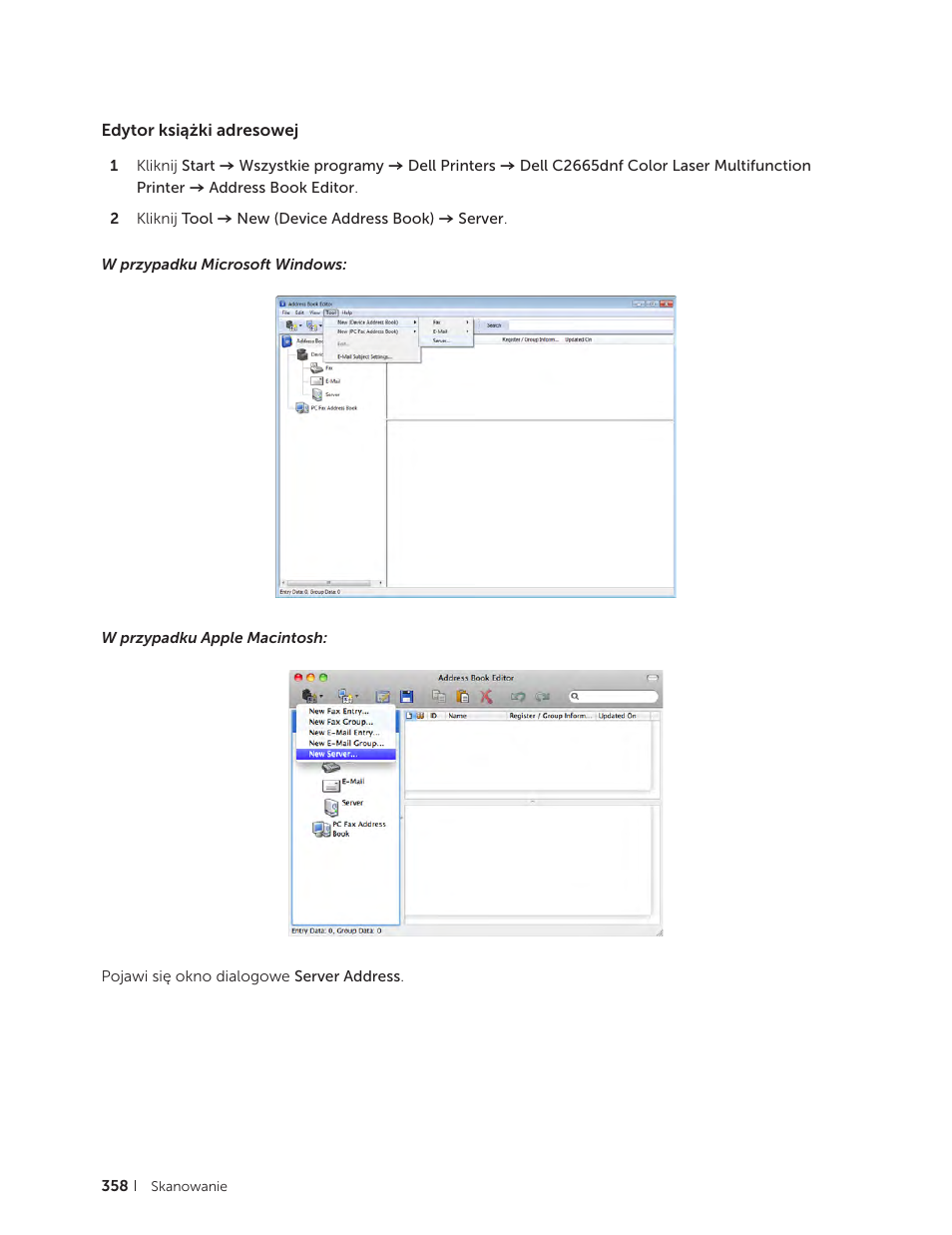 Edytor książki adresowej | Dell C2665dnf Color Laser Printer User Manual | Page 358 / 564