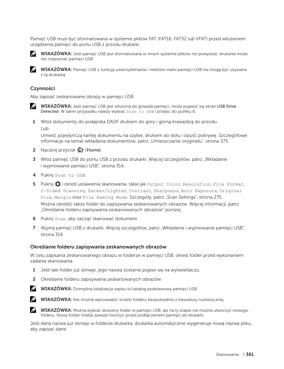 Czynności | Dell C2665dnf Color Laser Printer User Manual | Page 361 / 564