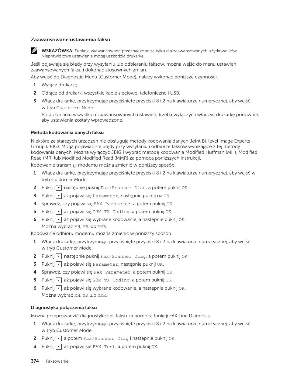 Zaawansowane ustawienia faksu | Dell C2665dnf Color Laser Printer User Manual | Page 374 / 564