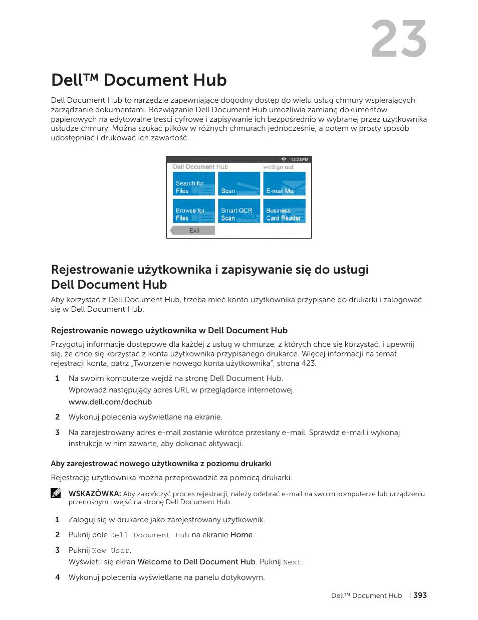 Dell™ document hub, 23 dell™ document hub | Dell C2665dnf Color Laser Printer User Manual | Page 393 / 564