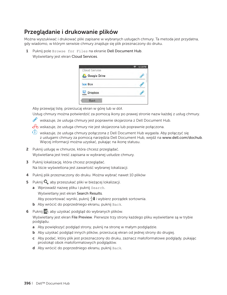 Przeglądanie i drukowanie plików | Dell C2665dnf Color Laser Printer User Manual | Page 396 / 564