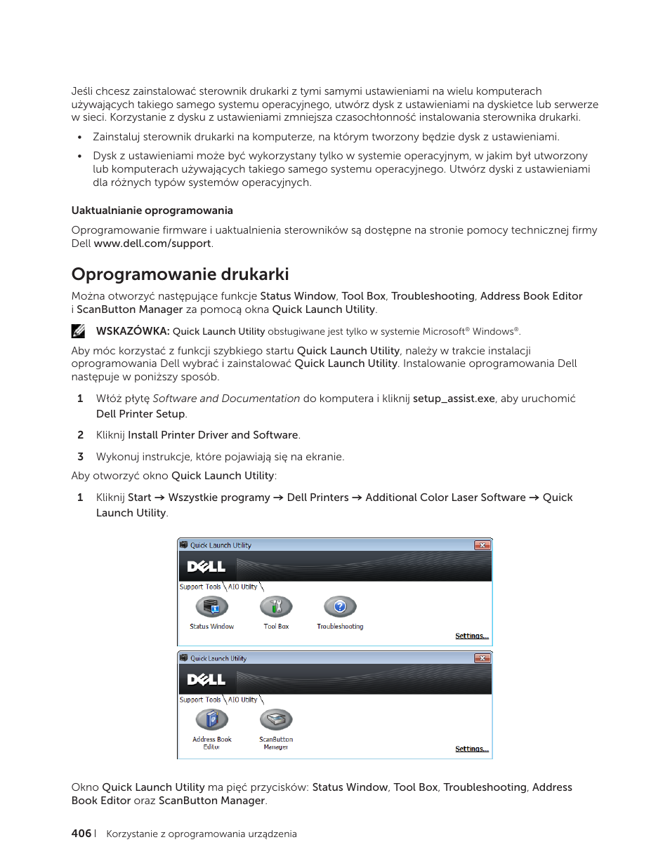Oprogramowanie drukarki | Dell C2665dnf Color Laser Printer User Manual | Page 406 / 564