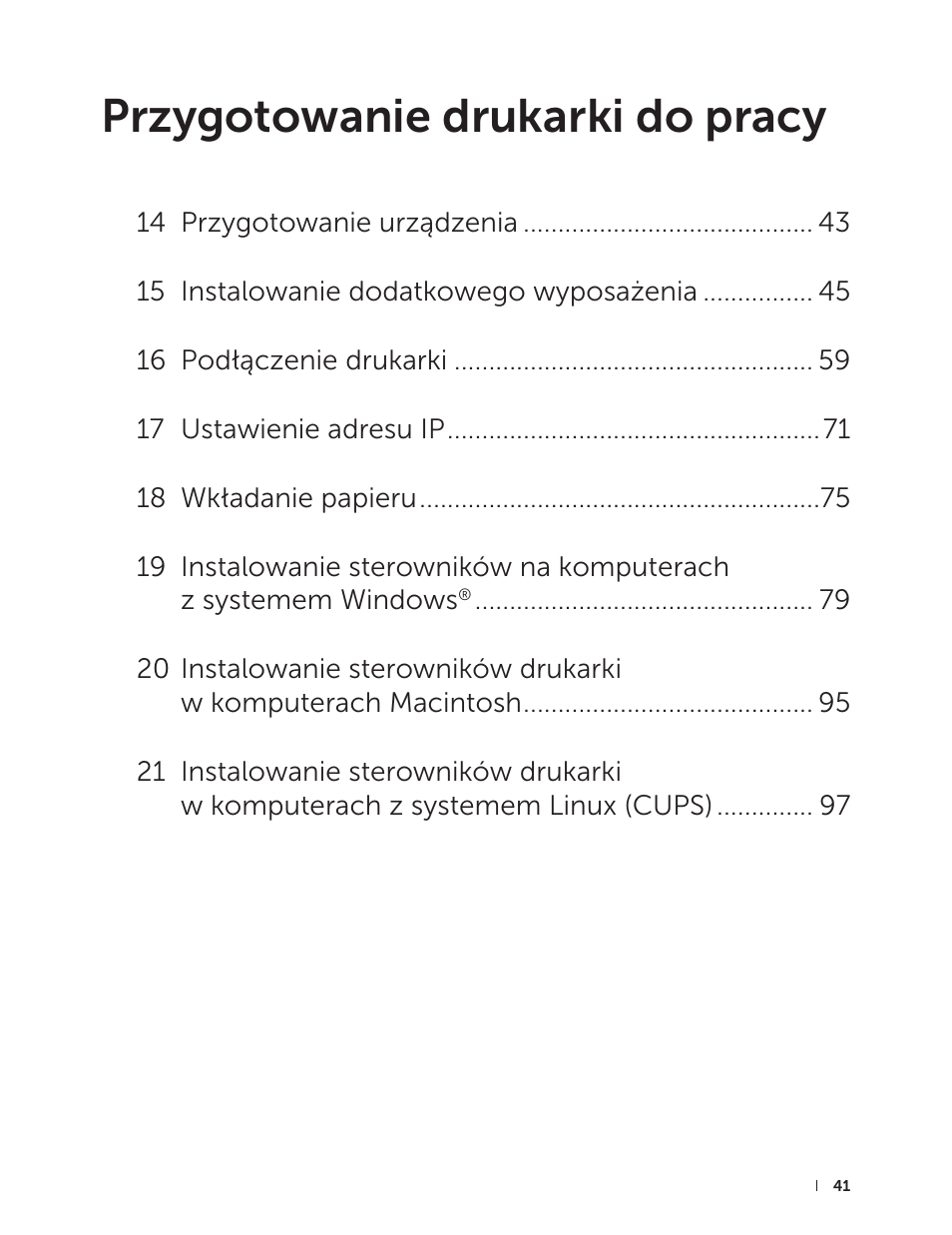 Przygotowanie drukarki do pracy | Dell C2665dnf Color Laser Printer User Manual | Page 41 / 564
