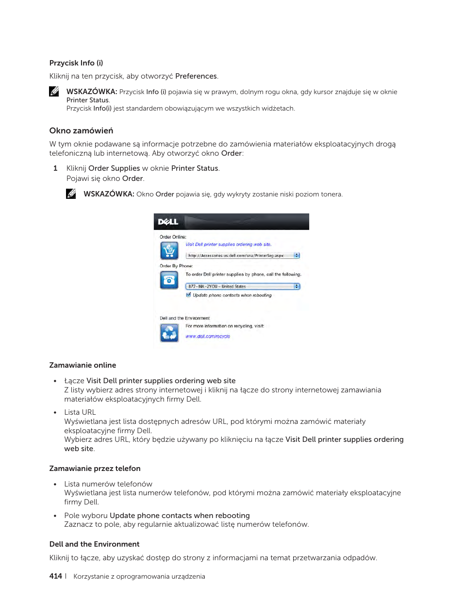Okno zamówień | Dell C2665dnf Color Laser Printer User Manual | Page 414 / 564