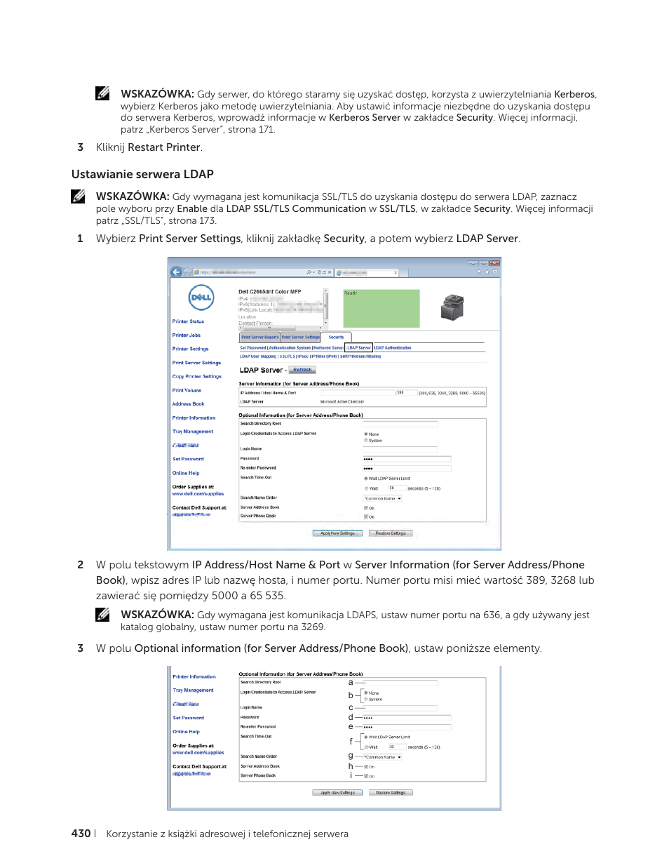 Ustawianie serwera ldap | Dell C2665dnf Color Laser Printer User Manual | Page 430 / 564