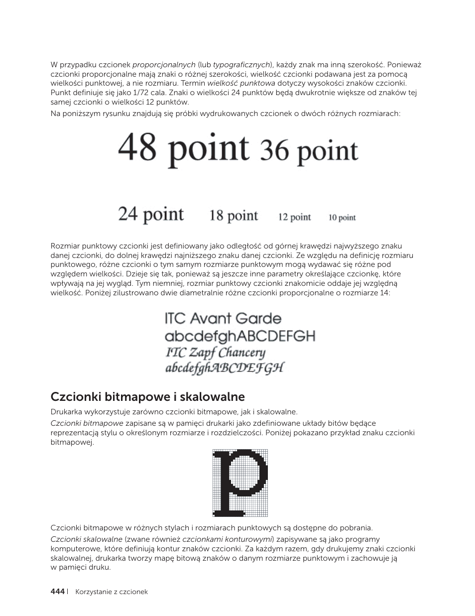 Czcionki bitmapowe i skalowalne | Dell C2665dnf Color Laser Printer User Manual | Page 444 / 564