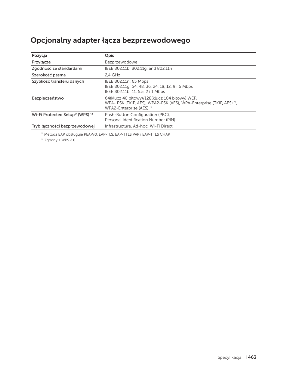 Opcjonalny adapter łącza bezprzewodowego | Dell C2665dnf Color Laser Printer User Manual | Page 463 / 564