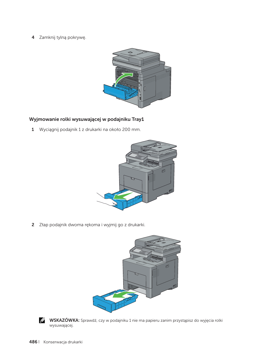 Wyjmowanie rolki wysuwającej w podajniku tray1 | Dell C2665dnf Color Laser Printer User Manual | Page 486 / 564