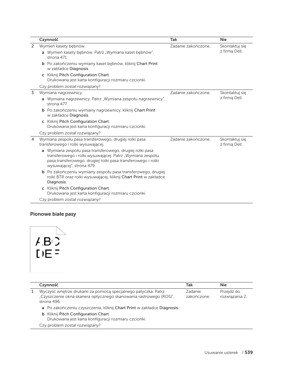 Pionowe białe pasy | Dell C2665dnf Color Laser Printer User Manual | Page 539 / 564