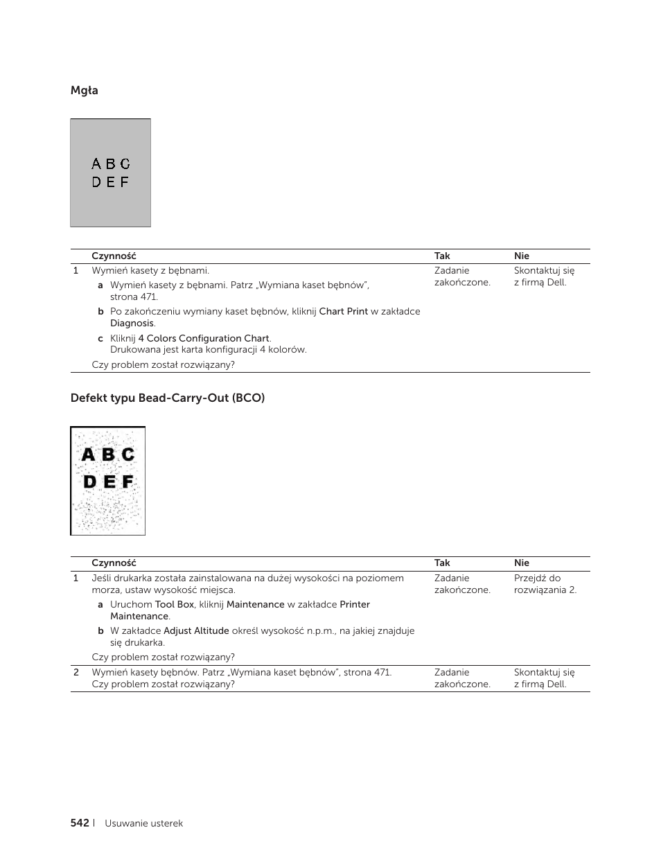 Mgła, Defekt typu bead-carry-out (bco), Mgła defekt typu bead-carry-out (bco) | Dell C2665dnf Color Laser Printer User Manual | Page 542 / 564