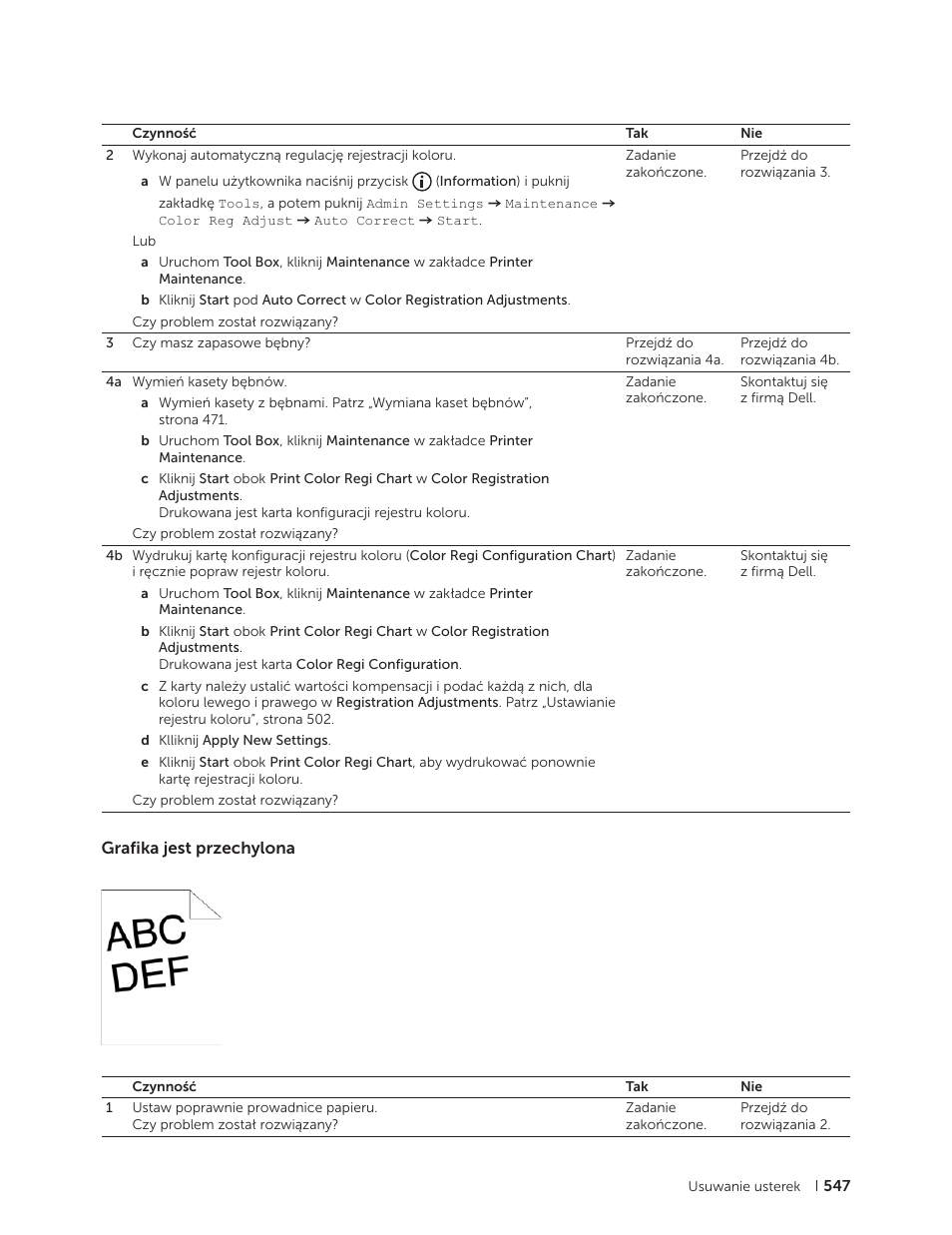 Grafika jest przechylona | Dell C2665dnf Color Laser Printer User Manual | Page 547 / 564