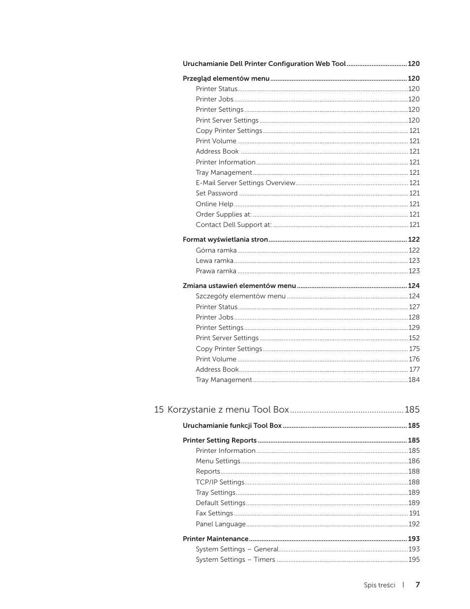 15 korzystanie z menu tool box | Dell C2665dnf Color Laser Printer User Manual | Page 7 / 564
