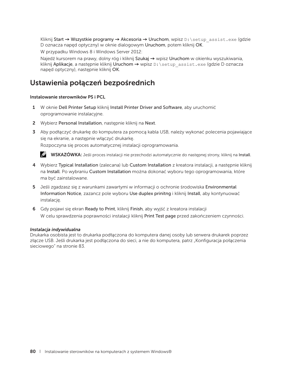 Ustawienia połączeń bezpośrednich | Dell C2665dnf Color Laser Printer User Manual | Page 80 / 564