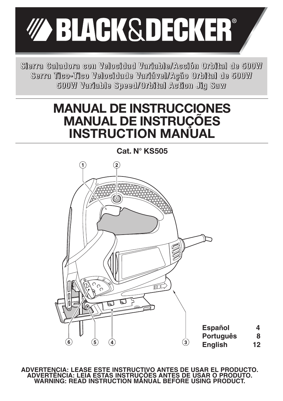 Black & Decker KS505 User Manual | 15 pages