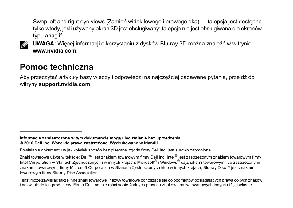 Pomoc techniczna | Dell XPS 15 (L501X, Late 2010) User Manual | Page 34 / 42