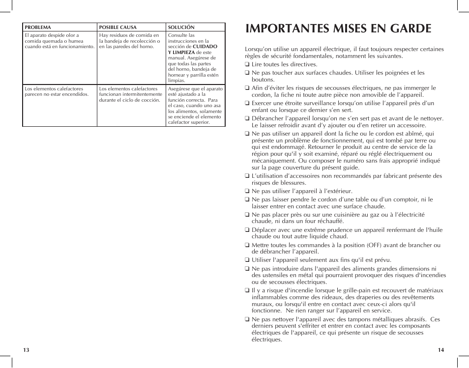Importantes mises en garde | Black & Decker CTO650 User Manual | Page 8 / 13