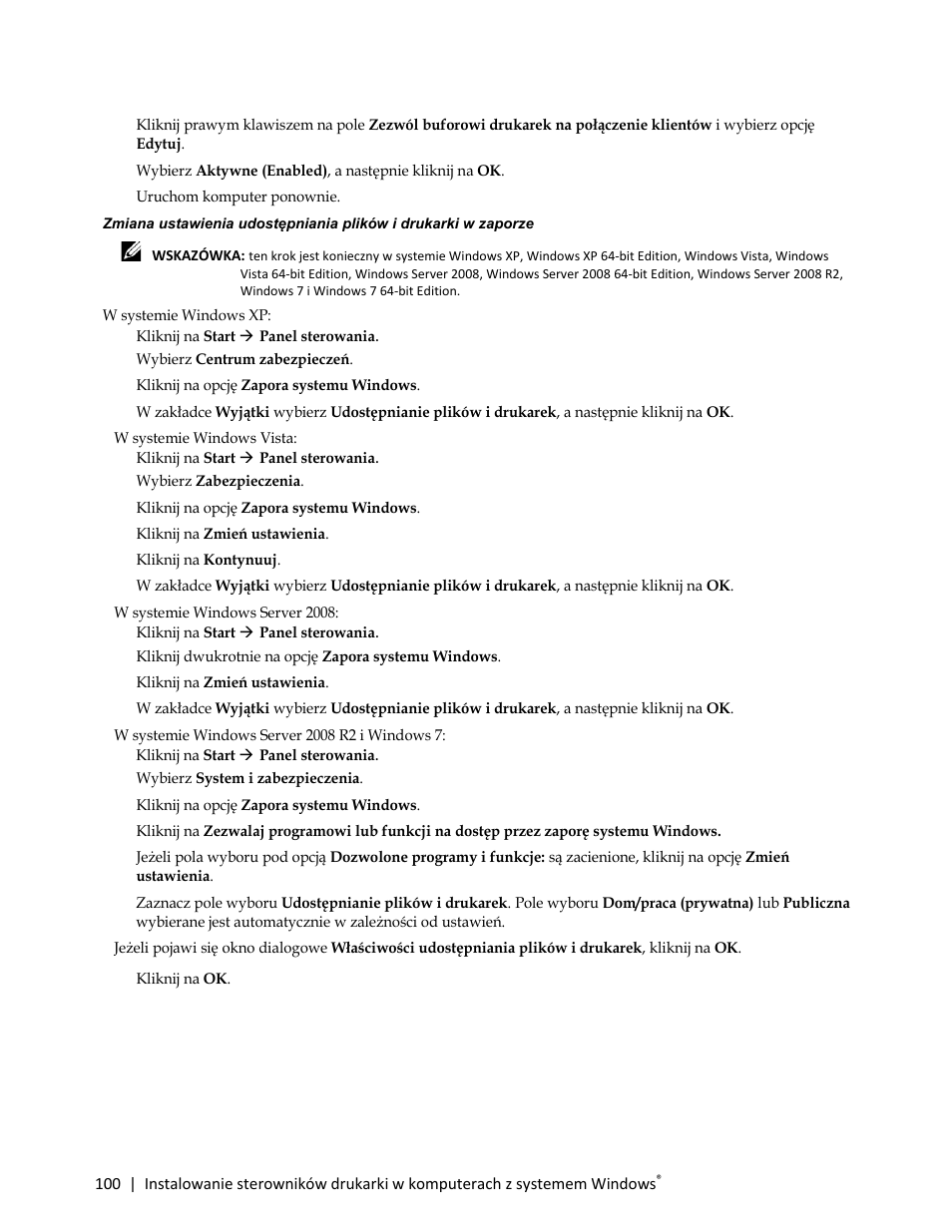 6 uruchom komputer ponownie, W systemie windows xp | Dell C3765dnf Color Laser Printer User Manual | Page 102 / 580