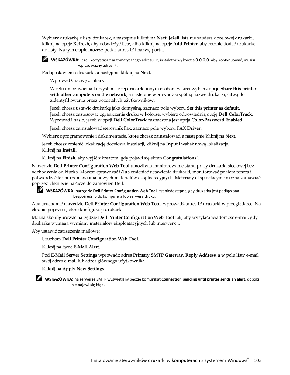Aby ustawić ostrzeżenia mailowe | Dell C3765dnf Color Laser Printer User Manual | Page 105 / 580