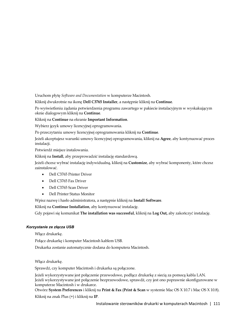 Instalowanie sterowników i oprogramowania, 5 wybierz język umowy licencyjnej oprogramowania | Dell C3765dnf Color Laser Printer User Manual | Page 113 / 580