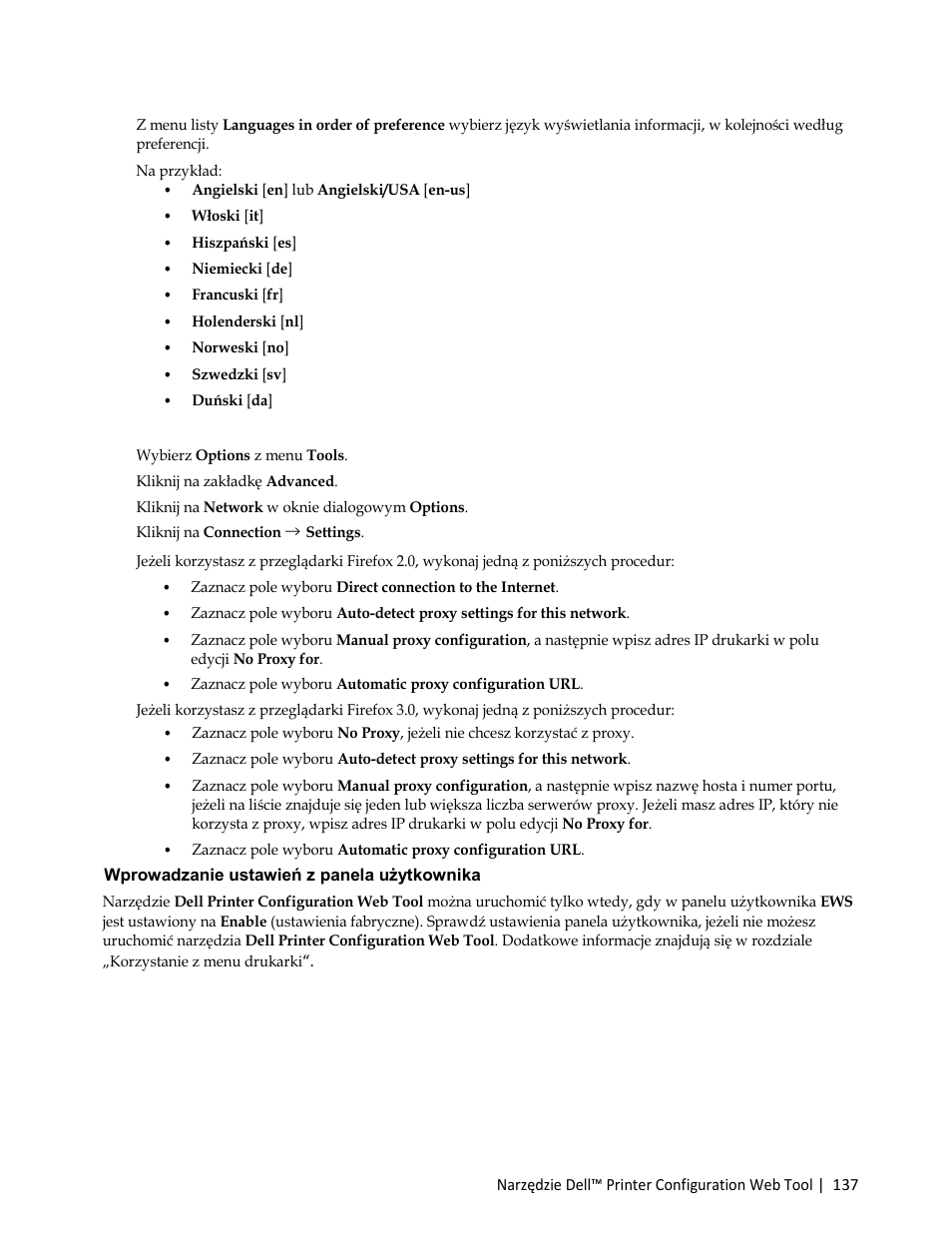 Na przykład, Wprowadzanie ustawień z panela użytkownika | Dell C3765dnf Color Laser Printer User Manual | Page 139 / 580