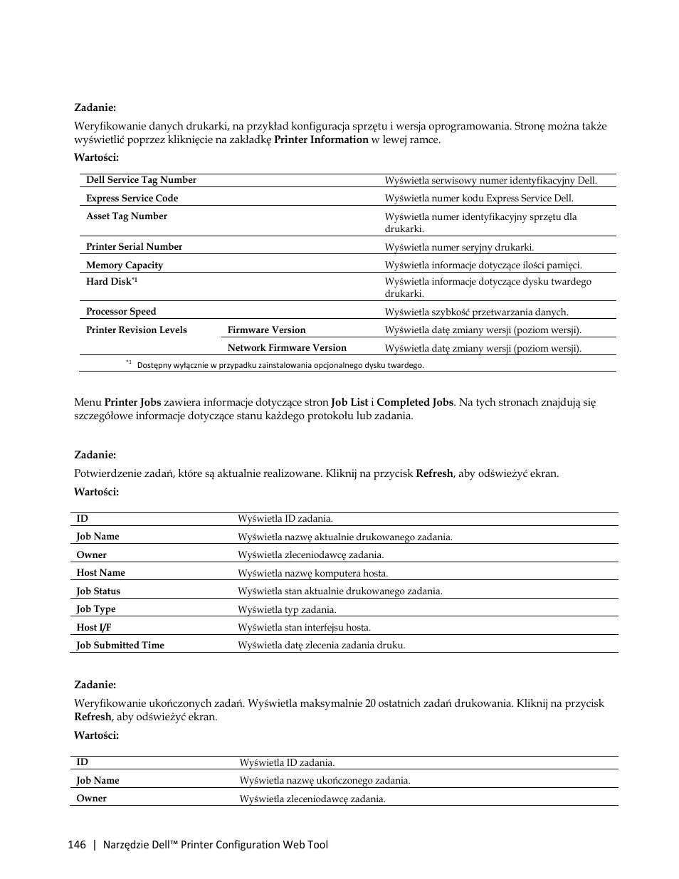 Printer jobs, Job list | Dell C3765dnf Color Laser Printer User Manual | Page 148 / 580