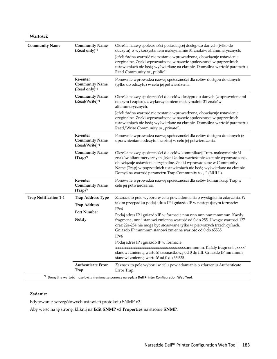 Wartości | Dell C3765dnf Color Laser Printer User Manual | Page 185 / 580
