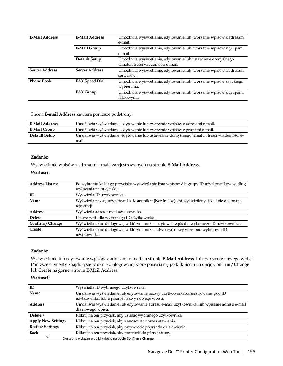 Wartości | Dell C3765dnf Color Laser Printer User Manual | Page 197 / 580