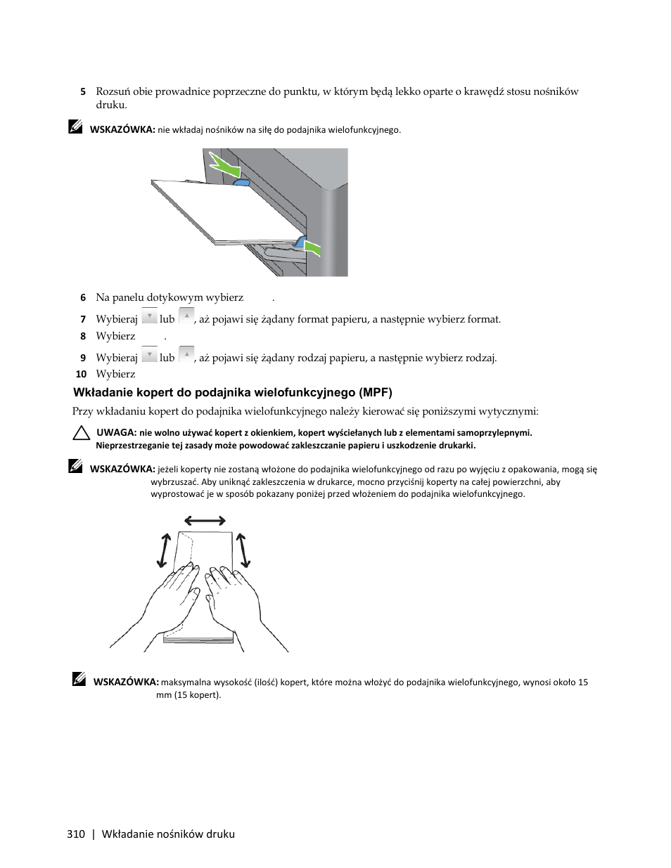 6 na panelu dotykowym wybierz size | Dell C3765dnf Color Laser Printer User Manual | Page 312 / 580