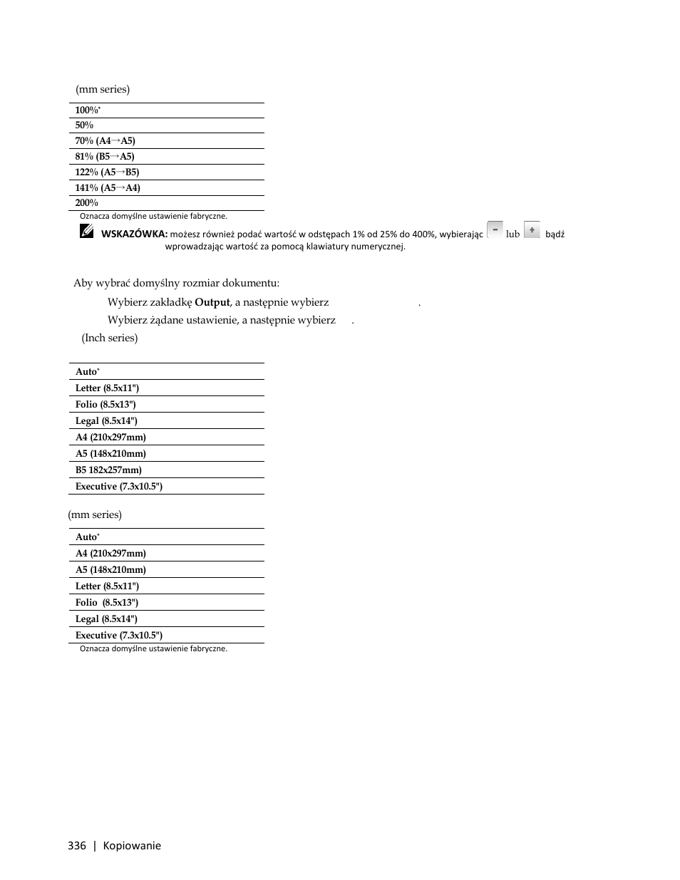 Original size, Aby wybrać domyślny rozmiar dokumentu | Dell C3765dnf Color Laser Printer User Manual | Page 338 / 580
