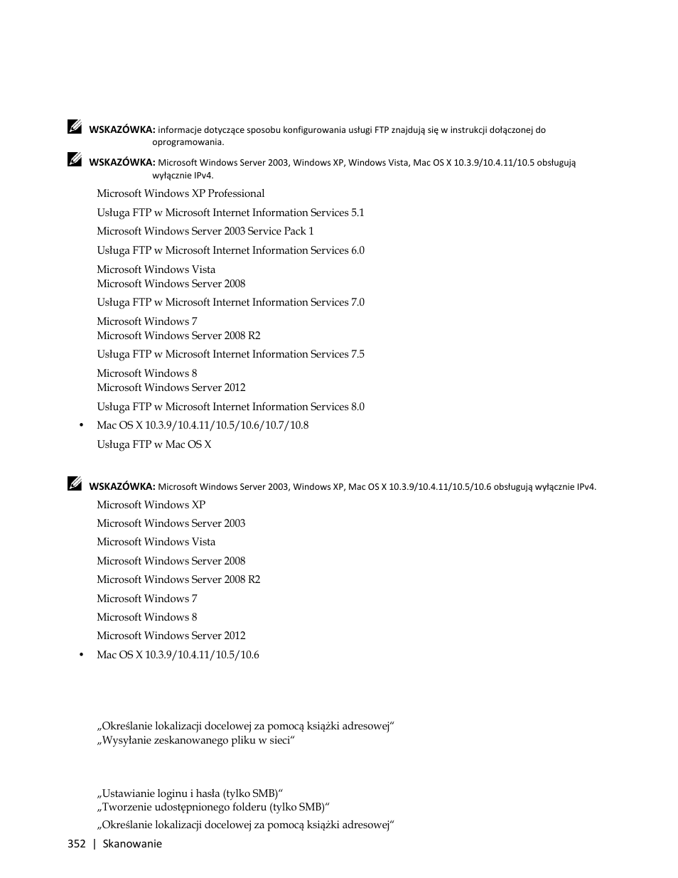 Microsoft windows xp professional, Microsoft windows xp, Procedury | Dell C3765dnf Color Laser Printer User Manual | Page 354 / 580