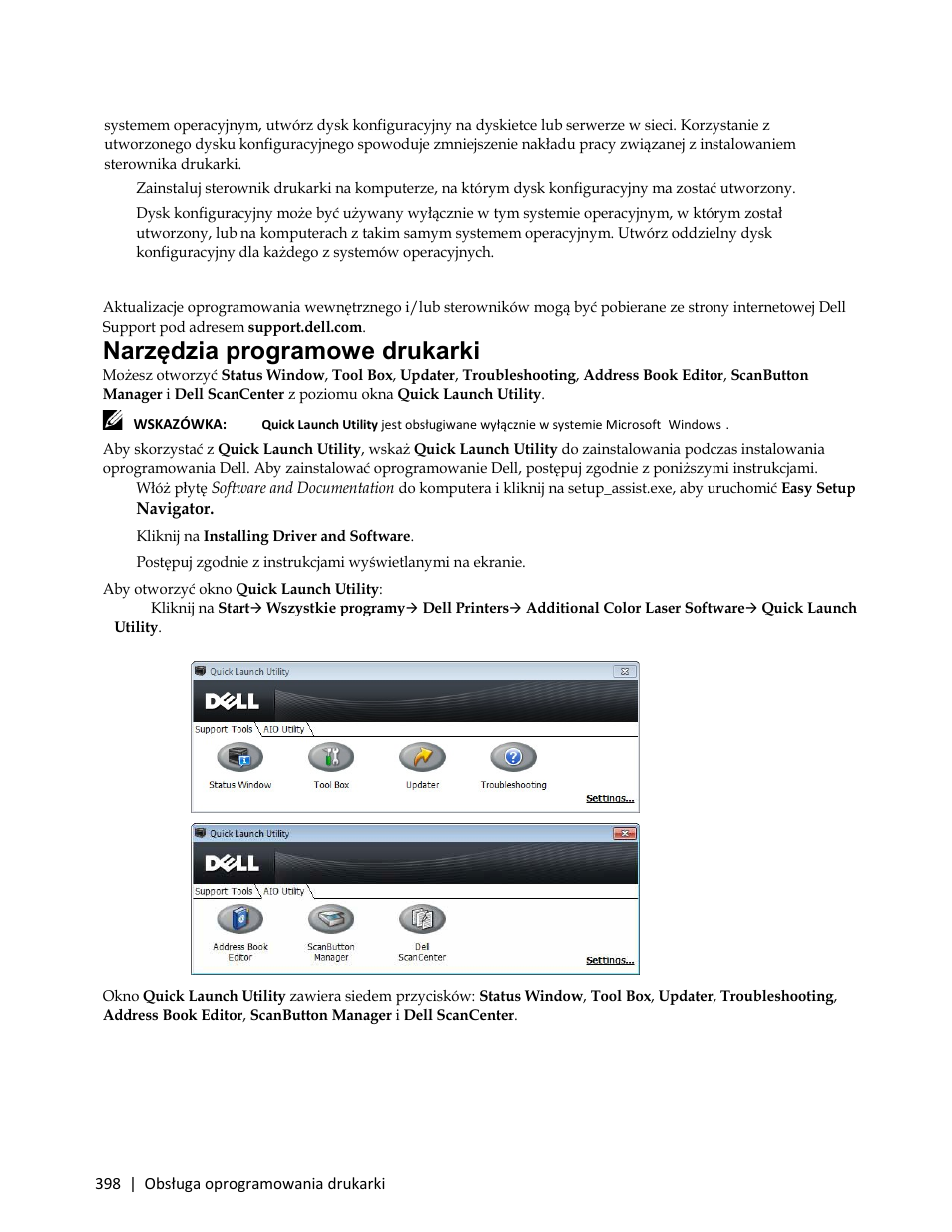 Narzędzia programowe drukarki | Dell C3765dnf Color Laser Printer User Manual | Page 400 / 580