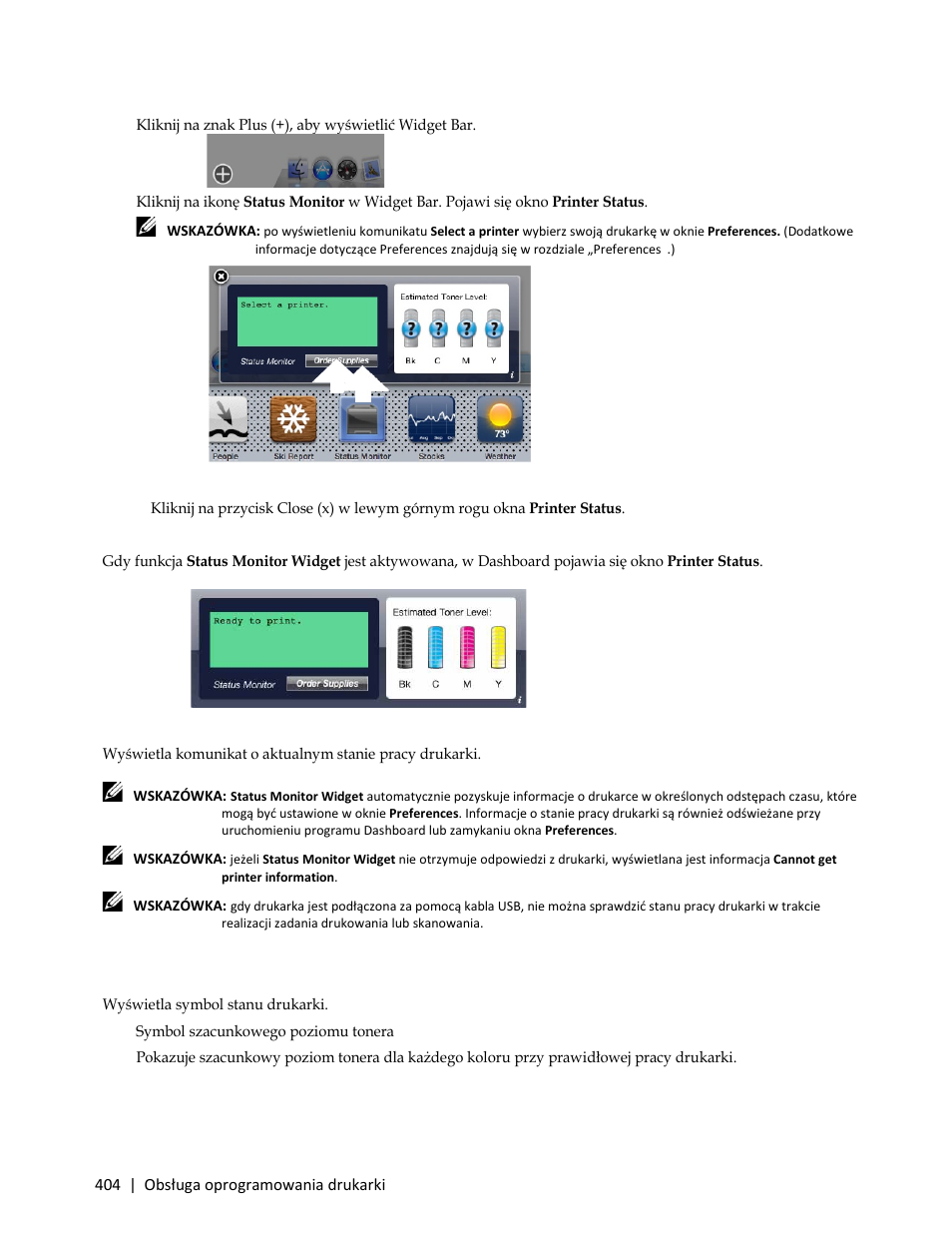 Okno printer status | Dell C3765dnf Color Laser Printer User Manual | Page 406 / 580