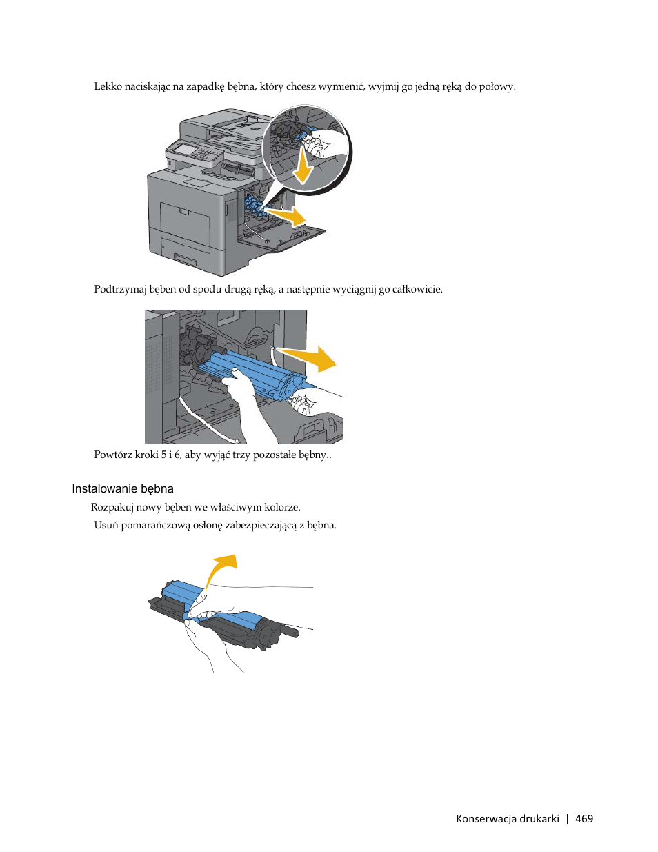 Instalowanie bębna | Dell C3765dnf Color Laser Printer User Manual | Page 471 / 580