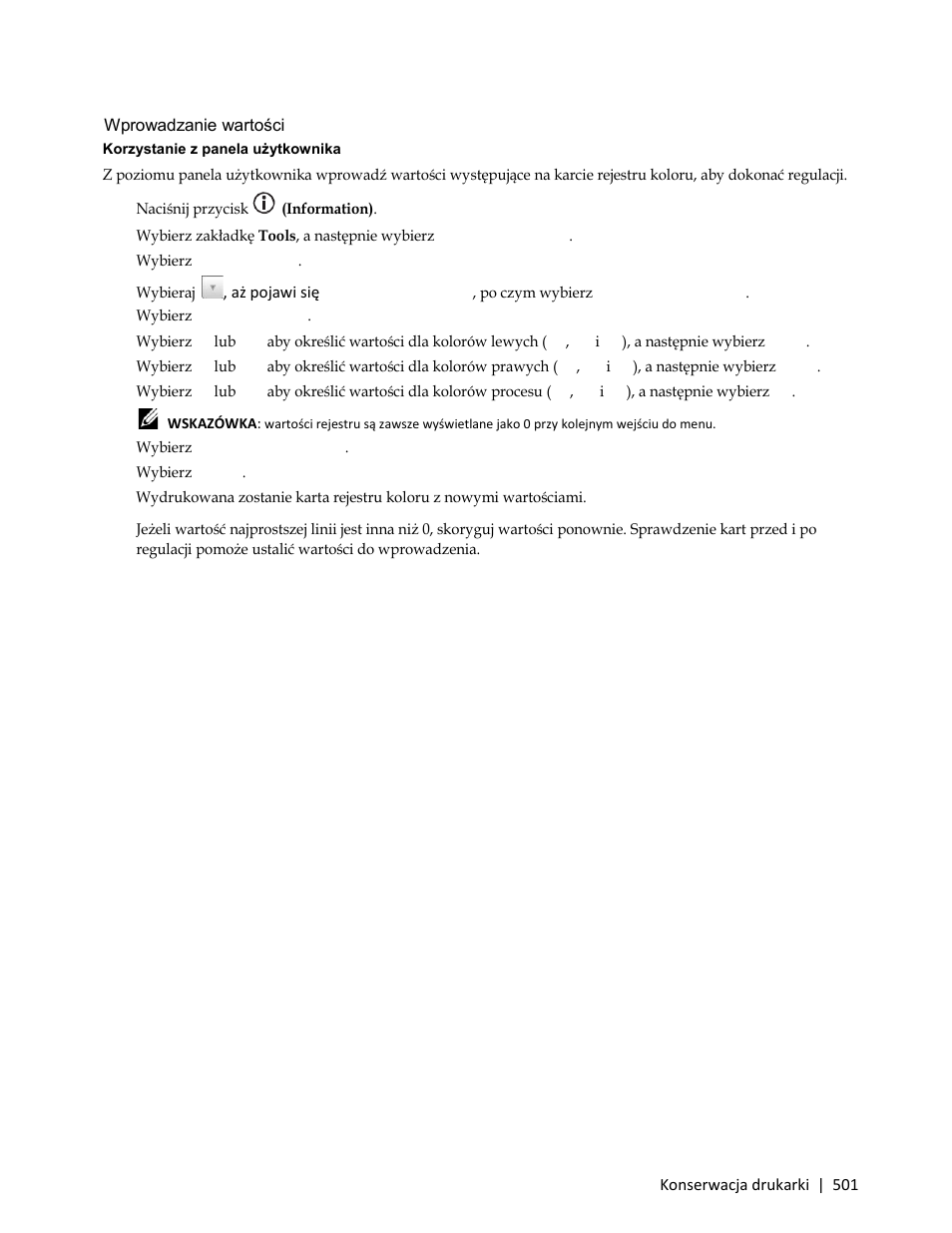 Wprowadzanie wartości, 9 wybierz color regi chart | Dell C3765dnf Color Laser Printer User Manual | Page 503 / 580