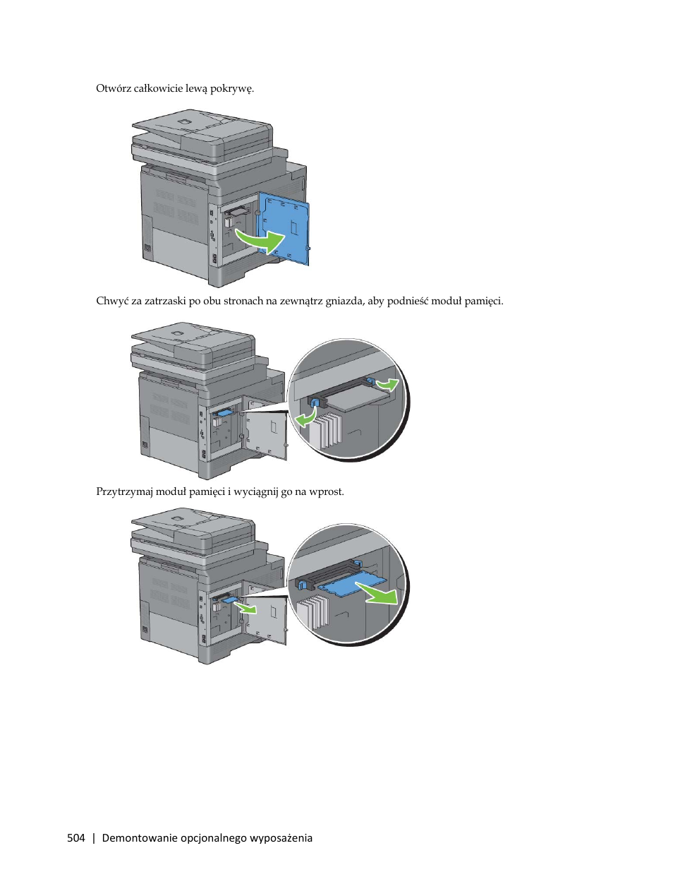 4 otwórz całkowicie lewą pokrywę | Dell C3765dnf Color Laser Printer User Manual | Page 506 / 580