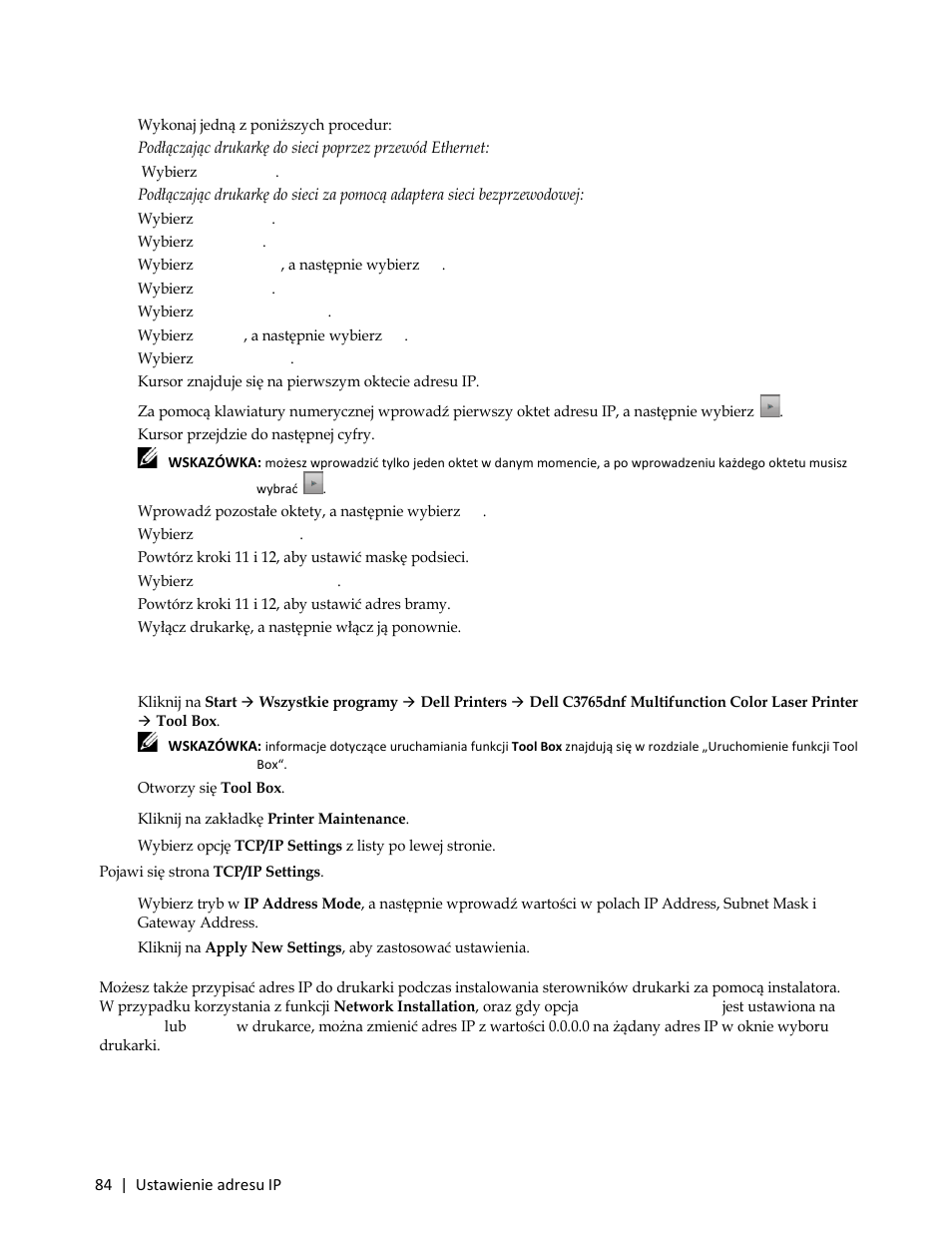 Korzystanie z funkcji tool box | Dell C3765dnf Color Laser Printer User Manual | Page 86 / 580