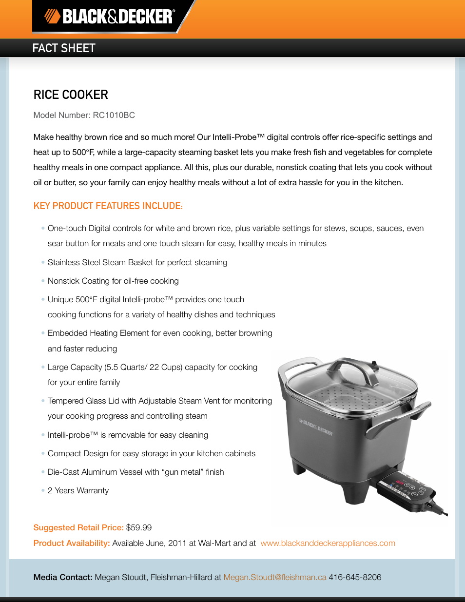 Black & Decker RC1010BC User Manual | 1 page