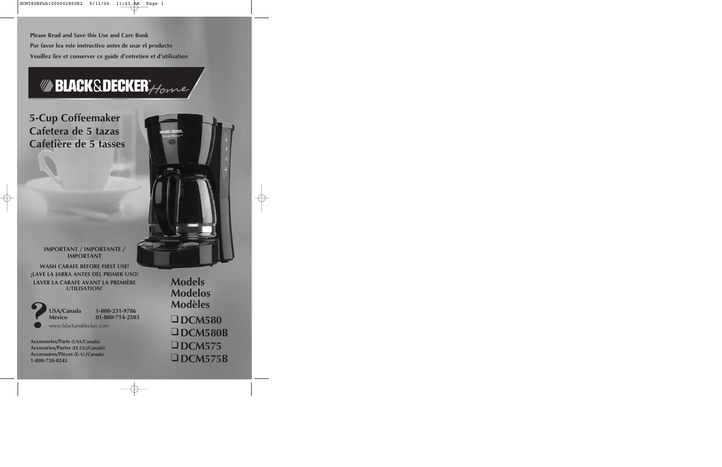 Black & Decker DCM575B User Manual | 13 pages