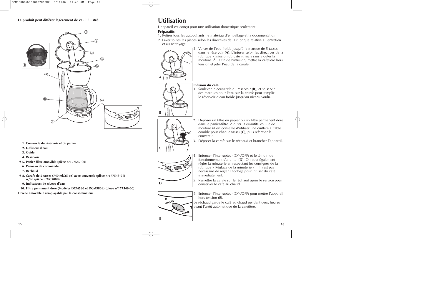 Utilisation | Black & Decker DCM575B User Manual | Page 9 / 13