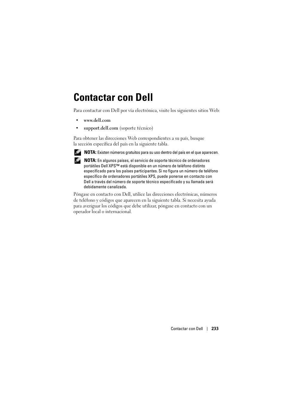 Contactar con dell, 6 contactar con dell | Dell Projector 1200MP User Manual | Page 233 / 904