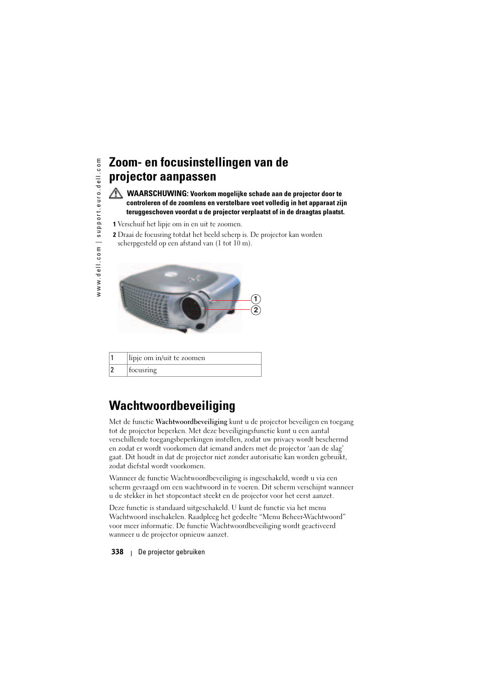 Wachtwoordbeveiliging | Dell Projector 1200MP User Manual | Page 338 / 904