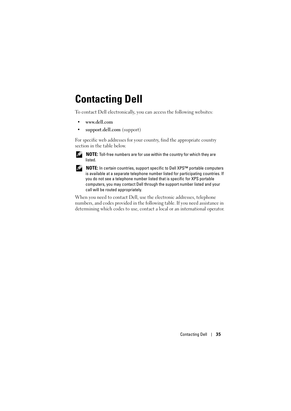 Contacting dell, 6 contacting dell | Dell Projector 1200MP User Manual | Page 35 / 904