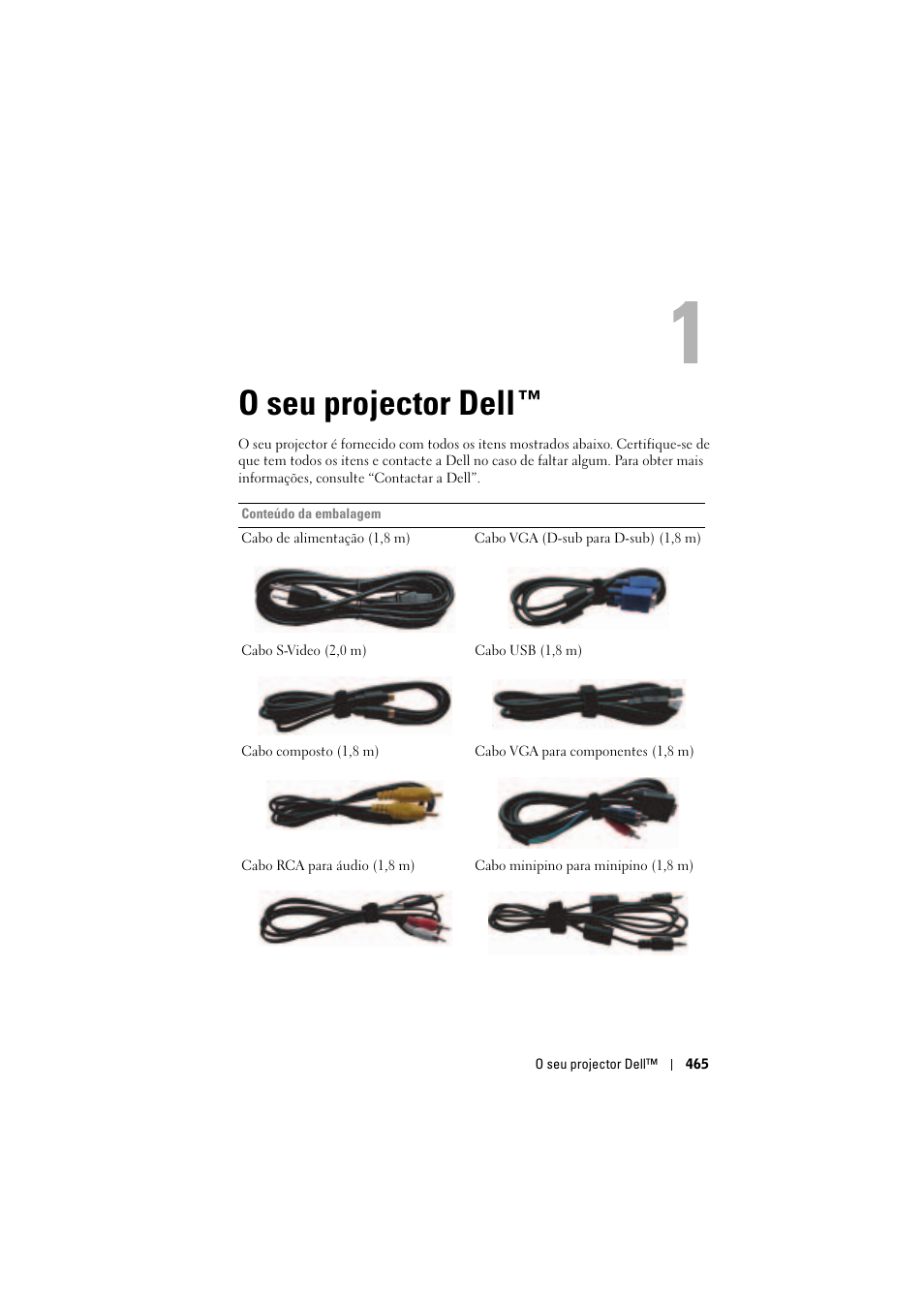 O seu projector dell, 1 o seu projector dell | Dell Projector 1200MP User Manual | Page 465 / 904