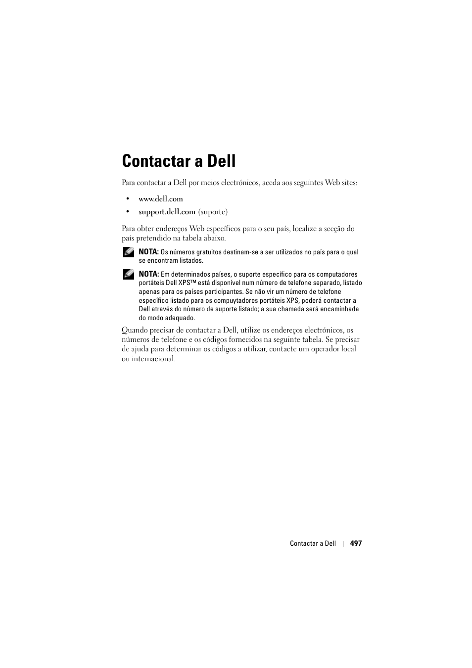 Contactar a dell, 6 contactar a dell | Dell Projector 1200MP User Manual | Page 497 / 904