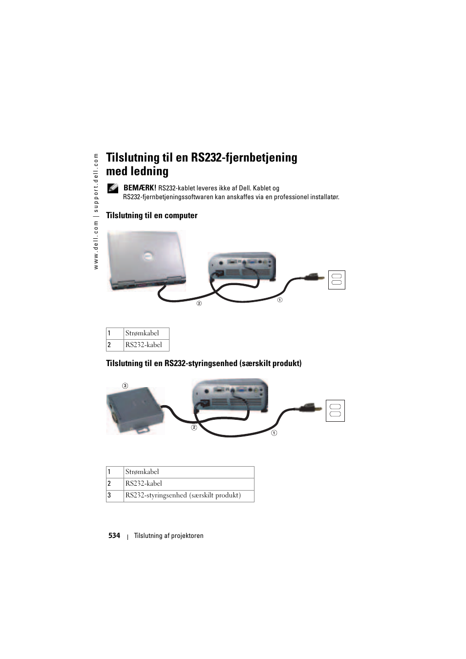 Tilslutning til en computer | Dell Projector 1200MP User Manual | Page 534 / 904