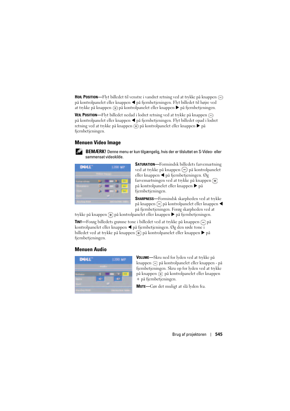 Menuen video image, Menuen audio | Dell Projector 1200MP User Manual | Page 545 / 904