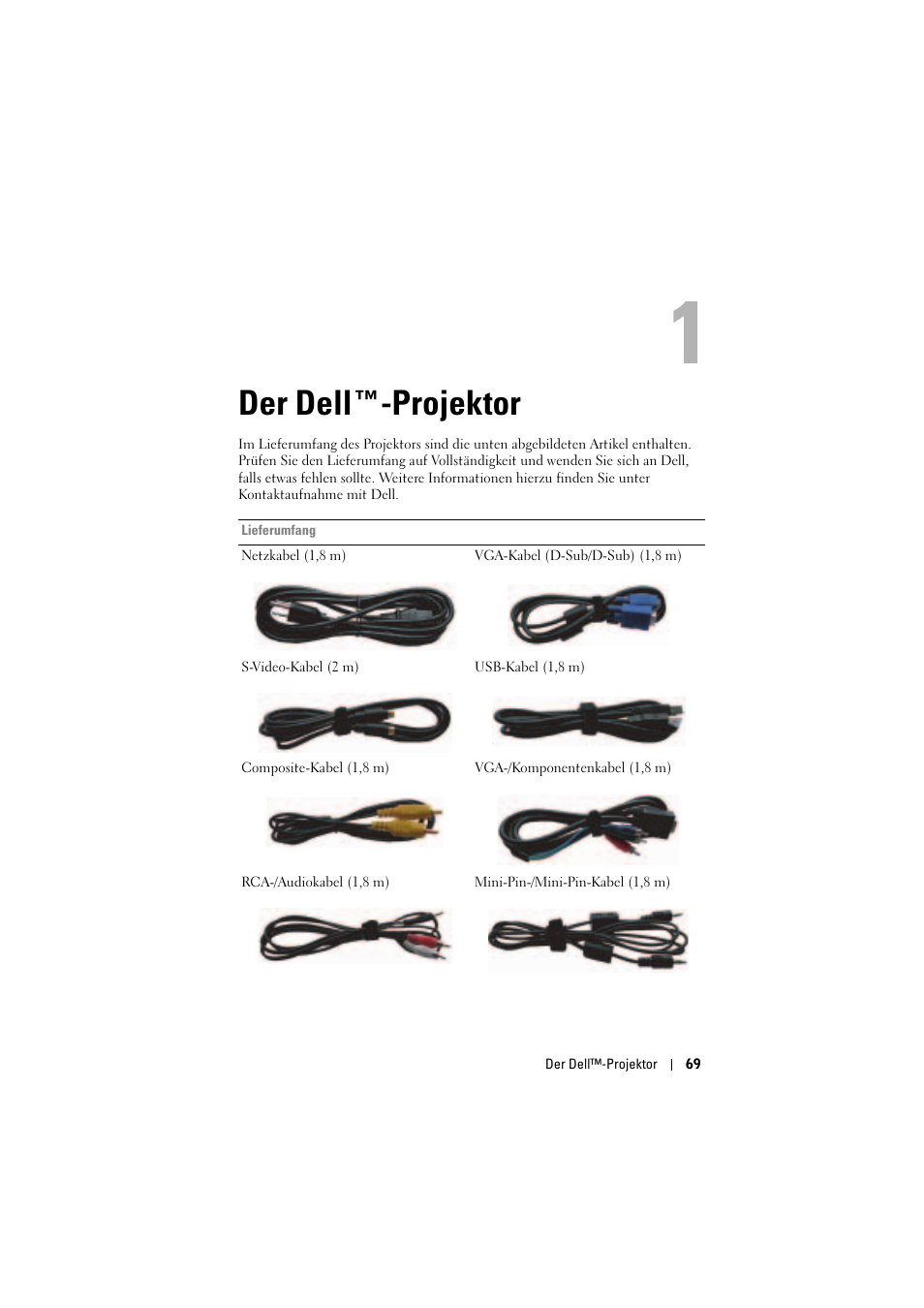 Der dell™-projektor, 1 der dell™-projektor, Der dell ™-projektor | Dell Projector 1200MP User Manual | Page 69 / 904