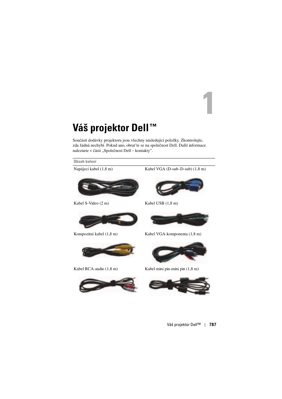 Váš projektor dell, 1 váš projektor dell | Dell Projector 1200MP User Manual | Page 787 / 904