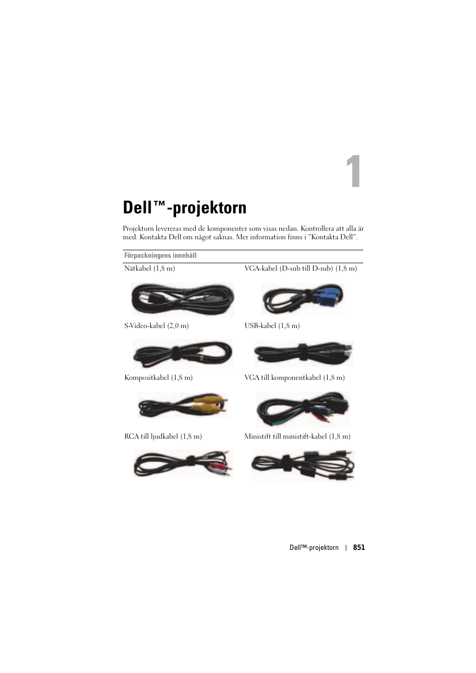 Dell™-projektorn, 1 dell™-projektorn, Dell ™-projektorn | Dell Projector 1200MP User Manual | Page 851 / 904